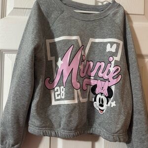 Disney Girls' Gray Sweatshirt with Pink Minnie Graphic